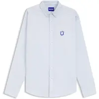HUGO T-shirt i Oxford-bomuld med oversized fit og stort logobroderi