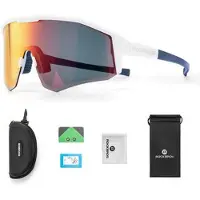 RockBros SP297 polariseret cykelbrille m etui og ramme til linser med styrke - Hvid / Orange
