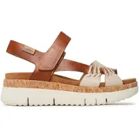 Pikolinos Pikolinostil kvinder. W4N-0968C1 Palma brune læder sandaler -Vægt kile 4.5cm (36), 3-5 cm, Velcro, Casual