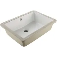 Vevor Undermonteret badeværelsesvask, 470 x 335 mm Rektangulær hvid keramikvask med overløbshul, nedhængning under bordplade Moderne toilet/badekar håndvask, Rektangel til lille plads