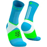 Compressport - Trail running tøj - Ultra Trail Socks V2.0 Norse Blue/Neon Green til Unisex - Størrelse 42-44 - Blå