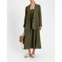Twinset Twinsettil kvinder. 261TF2020 Grøn blazer i hør (40), Casual, Linned, Lange ærmer