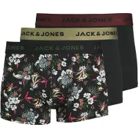 Jack & Jones Boksershorts 'JACFlower' grøn / vinrød / sort / hvid