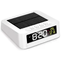 Mtp Products GS-301 Solcelledrevet LED-digital vækkeur med påmindelse om træthed ved kørsel - hvid