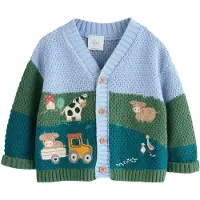 Next Cardigan lyseblå / grøn / petroleum / hvid