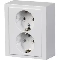 ABB Stikkontakt Schuko dobbelt komplet udvendig 16A hvid