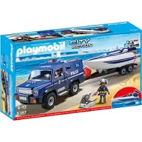 Playmobil - City Action politilastbil med speedbåd