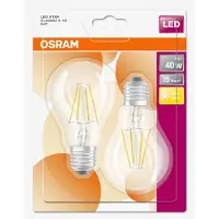 Osram LED pære E27 4W 2700K 470 lumen 2-pakning