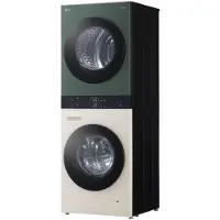 LG WashTower WT1210EGF - Vaskemaskine/tørretumblersæt - Wi-Fi - bredde: 60 cm - dybde: 66 cm - højde: 165.5 cm - frontbetjening - 12 kg - 1400 rpm - nature green/nature beige