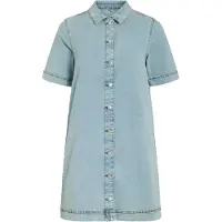 Vila Nus Denim Kortærmet Kort Kjole