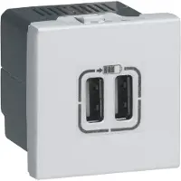 Legrand Mosaic Usb Lader 2 X Type A - 2,4A 15W 2M Hvid