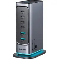 JOYROOM R-TCM02 Multiport GaN Charger 65W EU 4x USB-C 2x USB-A - Dark Gray USB hub - USB 2.0 - 6 ports - Grå