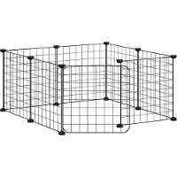 vidaXL 20-panels kæledyrsindhegning med låge 35x35 cm stål sort