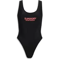 Superdry Superdrytil kvinder. W3010385A Stretchbadedragt med dyb ryg sort (S), Badetøj, Genanvendt polister, Bæredygtig