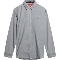 Superdry Superdrytil mænd. M4011037A Klassisk Oxford L/S-skjorte grå (L), Casual, Bomuld, Lange ærmer