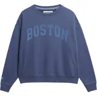 Superdry Superdrytil kvinder. W2012443A Athletic Essentials navy sweatshirt med rund hals og løs pasform (S), Casual, Bomuld, Blå