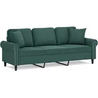 vidaXL 3-Personers Sofa Med Pyntepuder Velour - 180 cm / Mørkegrøn