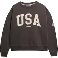 Superdry Superdrytil kvinder. W2012443A Athletic Essentials sweatshirt med rund hals og løs pasform, mørkegrå (M), Casual, Bomuld