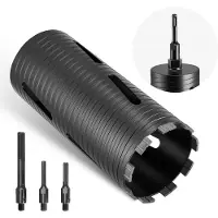 Vevor kernebor, 102 mm diameter, 241 mm boredybde, M16 indvendig gevind, diamanttørkernebor med 3 adaptere, pilotbor og unbrakonøgle, til armeret beton, røde mursten og murværk