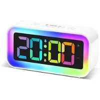 Mtp Products GS202-2 RGB LED digitalt vækkeur med natlys – hvid