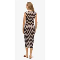 Superdry Superdrytil kvinder. W8011848A Navy zigzag midi-strikket kjole (S), Casual, Viscose, Uden ærmer/stropper, Blå