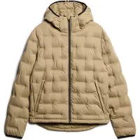 Superdry Superdrytil mænd. M5012045A Beige quiltet frakke med hætte (XXL), Casual, Genanvendt polister, Bæredygtig