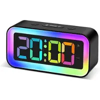 Mtp Products GS202-2 RGB LED digitalt vækkeur med natlys – sort