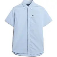 Superdry Superdrytil mænd. M4010623A Blå kortærmet oxfordskjorte (S), Casual, Bomuld, Korte ærmer