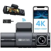 Mtp Products F9 4K-dashcam med tre linser og GPS, app-styring