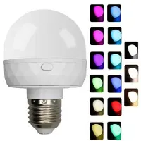 Mtp Products RGB LED-pære med 3600 mAh batteri, fjernbetjening