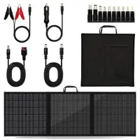 Mtp Products 100W bærbart 3-foldet solcellepanel og oplader til camping og vandreture - IP65 - Sort