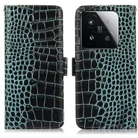 Mtp Products Xiaomi 15T Crocodile Series Læderpung med RFID - Grøn