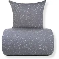 Borg Living Sengetøj 140x220 cm - 100% Bomuld - Zodiac grey - Vendbart med stjerner