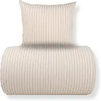 Nordstrand Dobbelt sengetøj 200x220 cm - 100% bomuld - Sandfarvet med brune striber