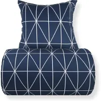 Nordstrand Dobbelt sengetøj 200x220 cm - 100% bomuld - Blåt med hvide harlekintern