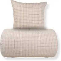 Nordstrand Dobbelt sengetøj 200x220 cm - 100% bomuld - Sandfarvet med brune tern