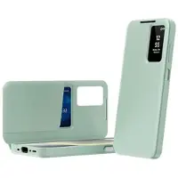 Mtp Products Samsung Galaxy A37 Smart Clear View Flip etui med kortplads - Lysegrøn