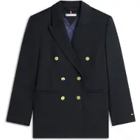 Tommy Hilfiger Tommy Hilfigertil kvinder. WW0WW50784 Tidløs marineblå blazer med bredt snit (40), Casual, Polyester, Lange ærmer