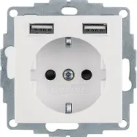 Berker Stikdåse Schuko med 2 USB 4A hvid
