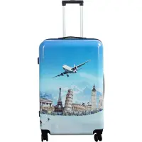 Borg Living Stor kuffert - Hardcase kuffert med motiv - Airplane - Eksklusiv letvægt kuffert