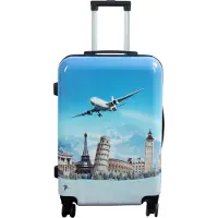 Borg Living Kuffert - Hardcase kuffert - Str. Medium - Kuffert med motiv - Airplane - Eksklusiv letvægt rejsekuffert