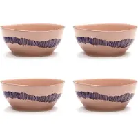 Serax Ottolenghi Feast skål S Ø15 cm 4-pak Pink stripes blue