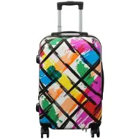 Borg Living Kabine kuffert - Hardcase letvægt kuffert - Trolley med motiv - Kryds mønster