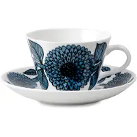 Gustavsberg Porslinsfabrik Blå Aster kaffesæt konisk Kaffekop + tallerken