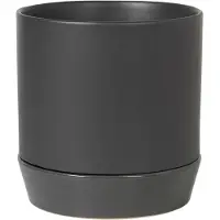 Broste Copenhagen Denise krukke med underfad Ø21 cm Charcoal grey