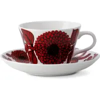 Gustavsberg Porslinsfabrik Röd Aster kaffekop og underkop kaffekop og underkop