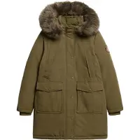Superdry Superdrytil kvinder. W5011786A Everest grøn parka i imiteret pels (XL), Casual, Genanvendt polister, Bæredygtig