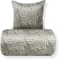 In Style Sengetøj 140x220 cm - Satin - Grønt vendbart blomstret design