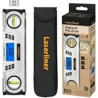 Laserliner DigiLevel Plus 25, Linjeniveau, 0,25 m, Hvid, 1 mm/m, %, Grad, mm/m, AAA/LR03