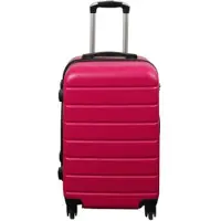 Borg Living Kabinekuffert - Hardcase letvægt kuffert tilbud - Med 4 hjul - Pink strib
